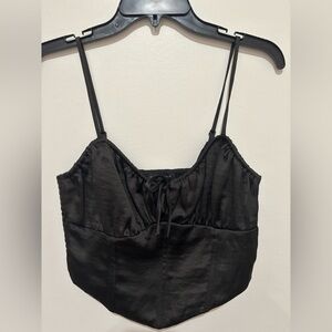Kendall & Kylie Black Satin Top